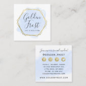 Light Blue Waterverf en Gold Social Media Network Vierkante Visitekaartje (Voorkant / Achterkant)