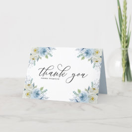 Light Blue Waterverf Floral Bouquet Weddenschap Bedankkaart