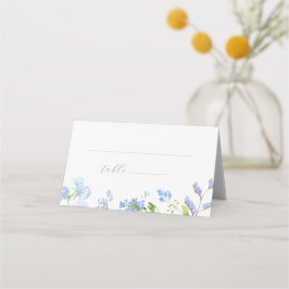 Light Blue Waterverf Flowers Folded Escort Kaart Plaatskaartje