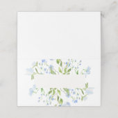 Light Blue Waterverf Flowers Folded Place Card Plaatskaartje (Buitenkant ongevouwen)