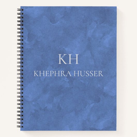 Light Blue Waterverf Monogram Notitieboek (Voorkant)