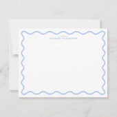 Light Blue Wavy Border Personalized Note Card Kaart (Voorkant)