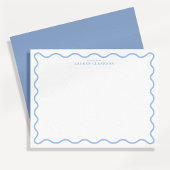 Light Blue Wavy Border Personalized Note Card Kaart