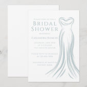 Light Blue Wedding Dress Bridal Shower Invitation Kaart (Voorkant / Achterkant)