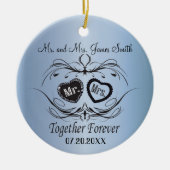 Light Blue Wedding Keepslag Keramisch Ornament (Voorkant)