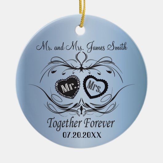 Light Blue Wedding Keepslag Keramisch Ornament (Voorkant)