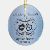 Light Blue Wedding Keepslag Keramisch Ornament (Links)