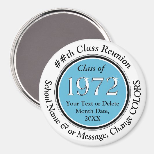 Light Blue, White, Black, Class of 72, Souvenir Magneet (Voorkant / Achterkant)