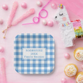 Light Blue White Buffalo Check Family Reunion Papieren Bordje (Feest)