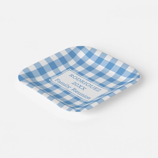 Light Blue White Buffalo Check Family Reunion Papieren Bordje (Gebogen)