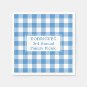 Light Blue White Buffalo Check Name Family Picnic Servet (Voorkant)
