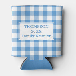 Light Blue White Buffalo Check Name Family Reunion Blikjeskoeler