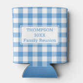 Light Blue White Buffalo Check Name Family Reunion Blikjeskoeler (Achterkant)