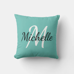 Light Blue & White Custom Monogram Pillow Kussen