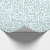 Light Blue White Damask-patroon Cadeaupapier (Hoek)