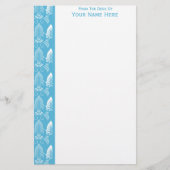 Light Blue White Damask-rand Briefpapier (Voorkant)
