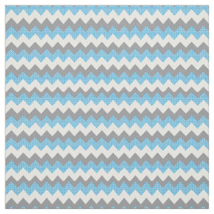 Light Blue, White en Grey Chevron Pattern Stof