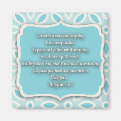Light Blue White Floral Bible Verse Magneet (Voorkant)