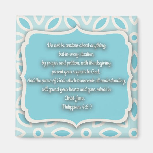 Light Blue White Floral Bible Verse Magneet (Voorkant)