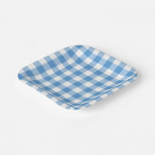 Light Blue White Gingham Pattern Papieren Bordje (Gebogen)