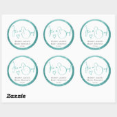 Light Blue White Glitter Stars Lijst Baby shower Ronde Sticker (Vel)