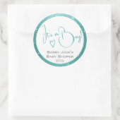 Light Blue White Glitter Stars Lijst Baby shower Ronde Sticker (Tas)