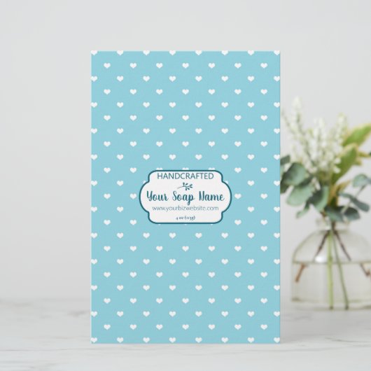 Light Blue & White Heart Soap Wrap Paper (Staand voorkant)