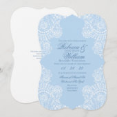 Light Blue White Lace Elegant Vintage Wedding Kaart (Voorkant / Achterkant)