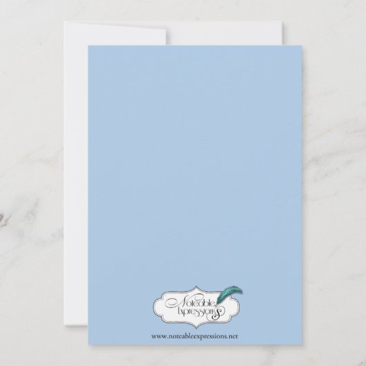 Light Blue White Lijst Monogram Baby Aankondiging (Achterkant)