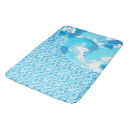 Light blue & White Ocean Abstract Art Badmat
