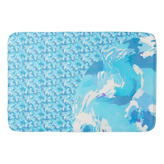 Light blue & White Ocean Abstract Art Badmat (Voorkant)