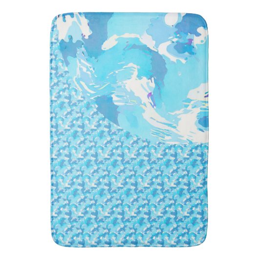 Light blue & White Ocean Abstract Art Badmat (Voorkant Verticaal)