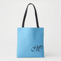 Light Blue & White Polka Dot Monogram