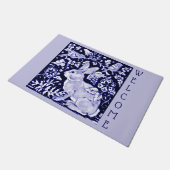 Light Blue & White Rabbit Bird Welcome Dedham Deurmat (Schuin)