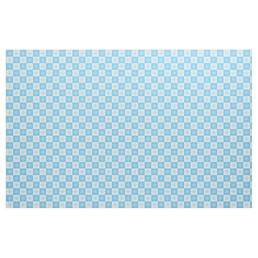 Light Blue White Snowflake Checkered Pattern Stof (Yard (91,4 cm))