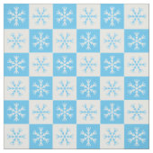 Light Blue White Snowflake Checkered Pattern Stof (Swatch)