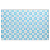 Light Blue White Snowflake Checkered Pattern Stof (Fat Quarter)