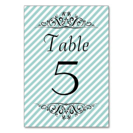 Light Blue White Striped Table Card Kaart