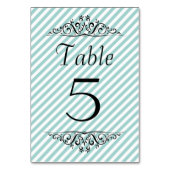 Light Blue White Striped Table Card Kaart (Achterkant)