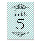 Light Blue White Striped Table Card Kaart (Voorkant)