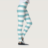 Light Blue & White Stripes Winter Halloween Leggings (Rechts)