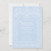 Light Blue & White  Victoriaans deco Wedding Kaart (Voorkant)