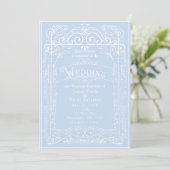 Light Blue & White  Victoriaans deco Wedding Kaart (Staand voorkant)