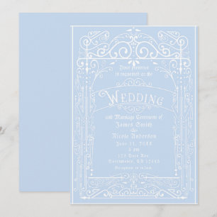 Light Blue & White  Victoriaans deco Wedding Kaart