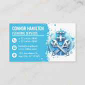 Light Blue White Watercolor Plumbing Logo Visitekaartje (Voorkant)
