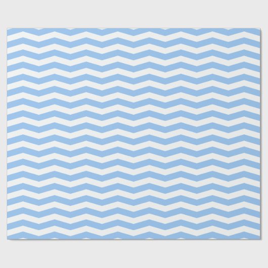 Light Blue & White Zig Zag Chevron Striped Cadeaupapier (Vlak)