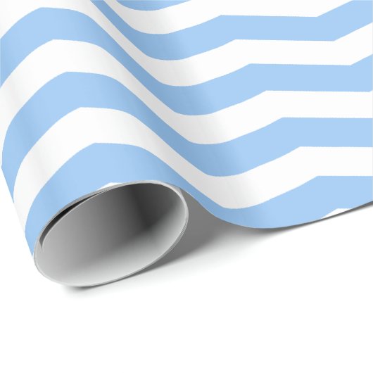 Light Blue & White Zig Zag Chevron Striped Cadeaupapier (Rol Hoek)