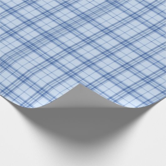 Light Blue Windowpane Plaid Cadeaupapier (Hoek)