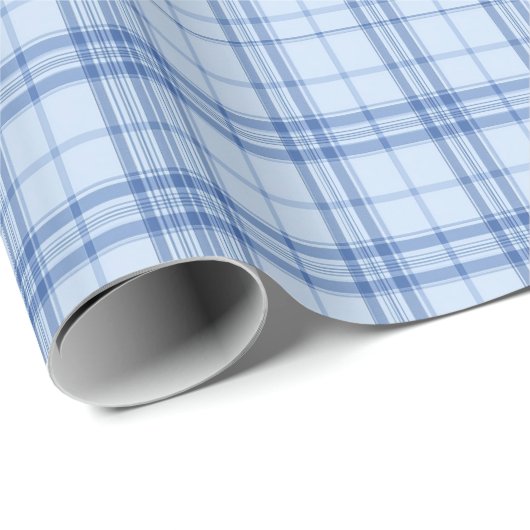 Light Blue Windowpane Plaid Cadeaupapier (Rol Hoek)