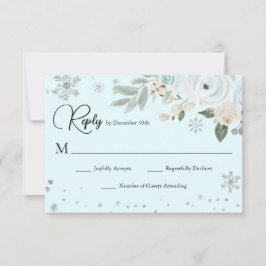Light Blue Winter Floral RSVP Kaartje